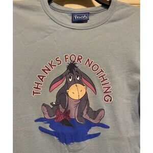 Y2k 2000s VTG Eeyore Disney Thanks For Nothing Baby Tee T-shirt  L Rare Pooh